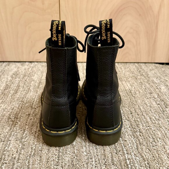 Black Dr. Martens Leather Combat Boots - Picture 3 of 6